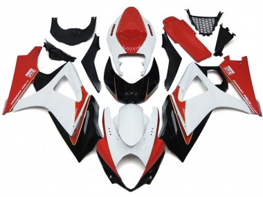 Aftermarket 2007-2008 Custom Red and White with Black Suzuki GSXR 1000 Motorcycle Fairings