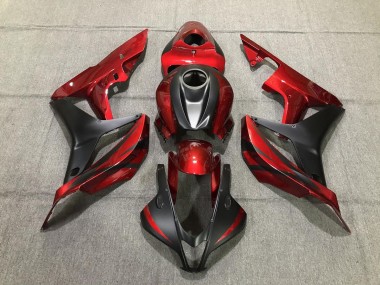 Aftermarket 2007-2008 Deep Red and Matte Black Honda CBR600RR Motorcycle Fairings