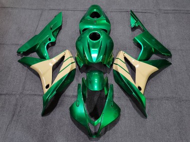 Aftermarket 2007-2008 Emerald Green and Tan Honda CBR600RR Motorcycle Fairings