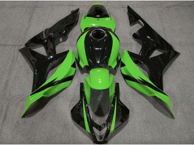 Aftermarket 2007-2008 Gloss Black & Green Honda CBR600RR Motorcycle Fairings