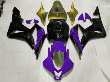 Aftermarket 2007-2008 Gloss Black & Purple and Gold Accents Honda CBR600RR Motorcycle Fairings