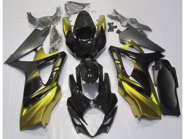 Aftermarket 2007-2008 Gloss Black and Yellow Suzuki GSXR 1000 Motorcycle Fairings