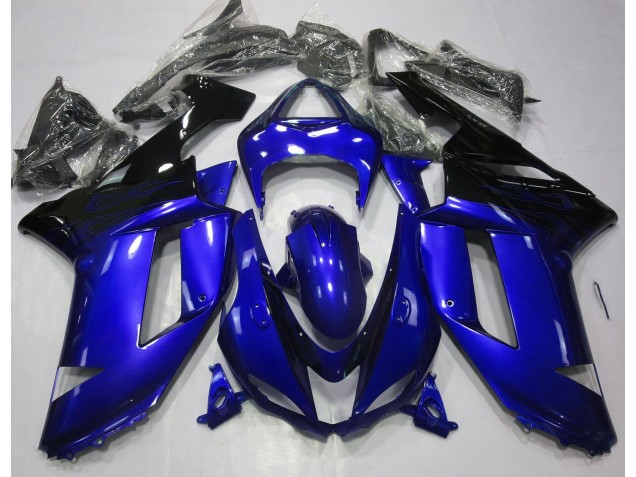 Aftermarket 2007-2008 Gloss Blue & Black Kawasaki ZX6R Motorcycle Fairings