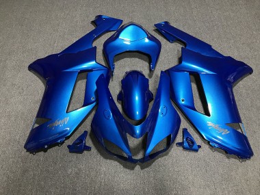 Aftermarket 2007-2008 Gloss Blue & Chrome Kawasaki ZX6R Motorcycle Fairings