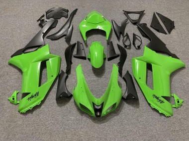 Aftermarket 2007-2008 Gloss Green and Matte Black Kawasaki ZX6R Motorcycle Fairings