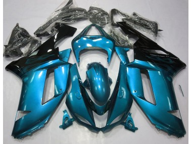 Aftermarket 2007-2008 Gloss Light Blue & Black Kawasaki ZX6R Motorcycle Fairings