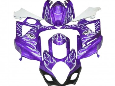 Aftermarket 2007-2008 Gloss Purple and White Flame Suzuki GSXR 1000 Motorcycle Fairings