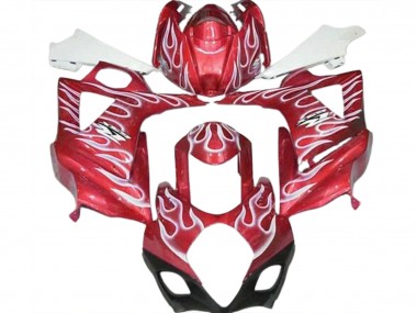 Aftermarket 2007-2008 Gloss Red and White Flame Suzuki GSXR 1000 Motorcycle Fairings