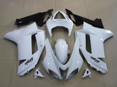 Aftermarket 2007-2008 Gloss White Kawasaki ZX6R Motorcycle Fairings