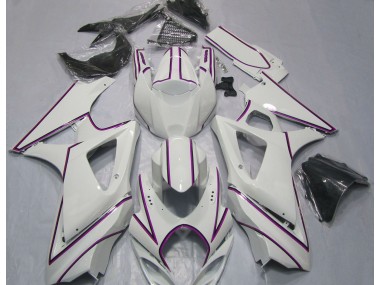 Aftermarket 2007-2008 Gloss White Pink Pin Stripe Suzuki GSXR 1000 Motorcycle Fairings