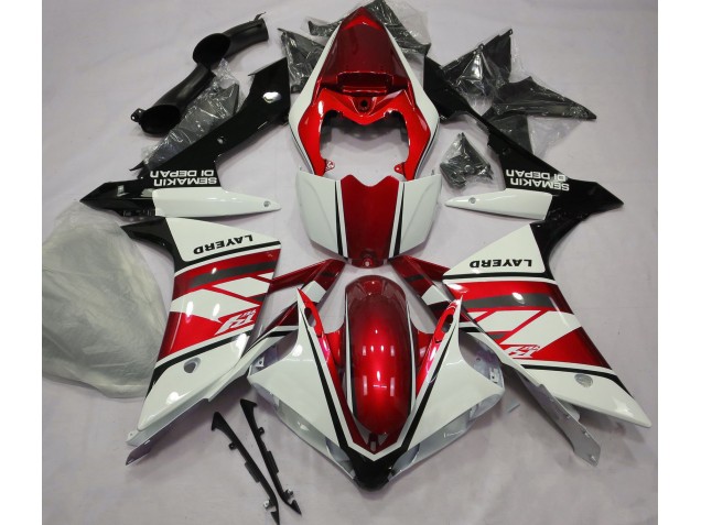 Aftermarket 2007-2008 Gloss White and Red Yamaha R1 Motorcycle Fairings