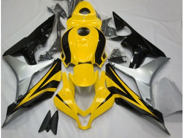 Aftermarket 2007-2008 Gloss Yellow Silver and Black Honda CBR600RR Motorcycle Fairings