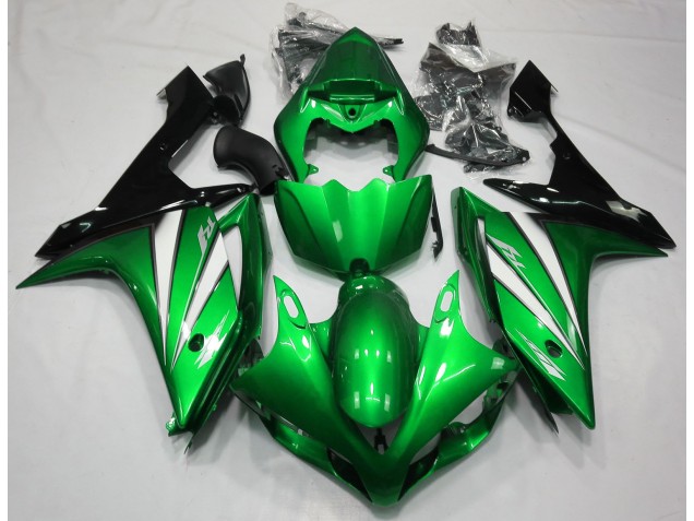 Aftermarket 2007-2008 Green White and Black Yamaha R1 Motorcycle Fairings