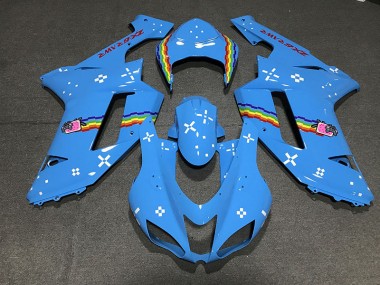 Aftermarket 2007-2008 Light Blue Custom Kawasaki ZX6R Motorcycle Fairings