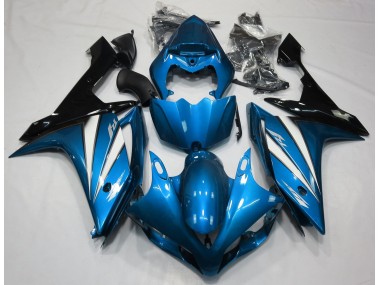 Aftermarket 2007-2008 Light Blue White and Black Yamaha R1 Motorcycle Fairings