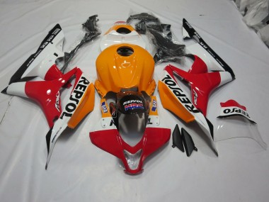 Aftermarket 2007-2008 Light Orange and White Repsol Honda CBR600RR Motorcycle Fairings