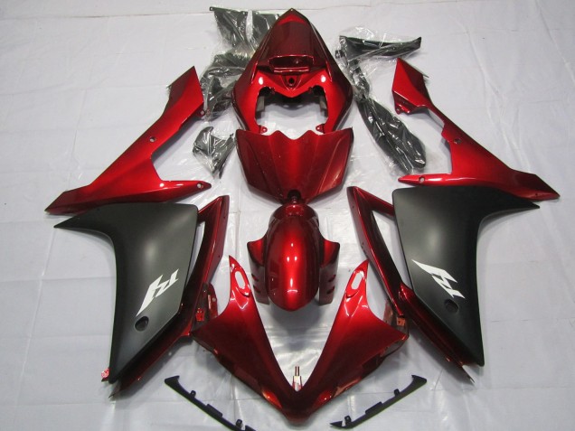 Aftermarket 2007-2008 Maroon and Matte Yamaha R1 Motorcycle Fairings