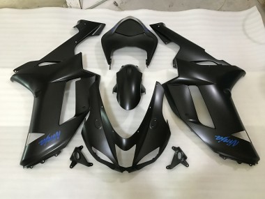 Aftermarket 2007-2008 Matte Black & Blue Kawasaki ZX6R Motorcycle Fairings