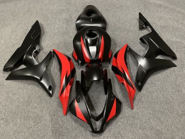 Aftermarket 2007-2008 Matte Black and Red Honda CBR600RR Motorcycle Fairings