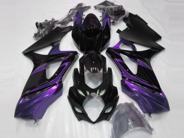 Aftermarket 2007-2008 Mood Purple and Gloss Black Suzuki GSXR 1000 Motorcycle Fairings