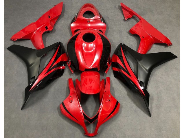 Aftermarket 2007-2008 Pearl Red & Black Honda CBR600RR Motorcycle Fairings