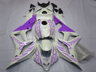 Aftermarket 2007-2008 Purple Flame on White Honda CBR600RR Motorcycle Fairings