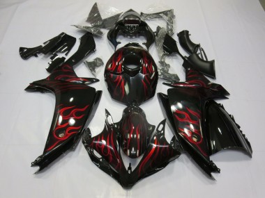 Aftermarket 2007-2008 Red Flame Yamaha R1 Motorcycle Fairings