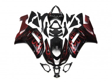 Aftermarket 2007-2008 Red Gloss Flame Kawasaki ZX6R Motorcycle Fairings