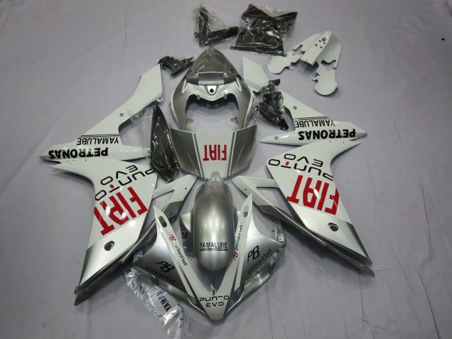 Aftermarket 2007-2008 Silver Fiat Yamaha R1 Motorcycle Fairings