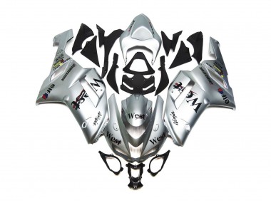 Aftermarket 2007-2008 Silver West Gloss Kawasaki ZX6R Motorcycle Fairings