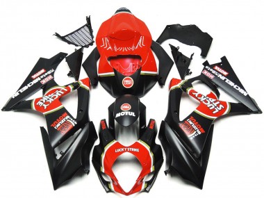 Aftermarket 2007-2008 Vibrant Matte Black Custom Lucky Strike Suzuki GSXR 1000 Motorcycle Fairings