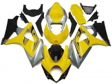 Aftermarket 2007-2008 Yellow and Silver OEM Style Suzuki GSXR 1000 Motorcycle Fairings