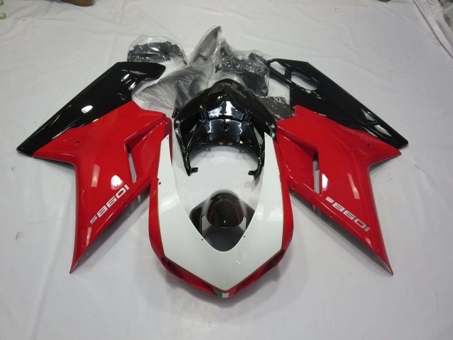 Aftermarket 2007-2012 Black Red and White Ducati 848 1098 1198 Motorcycle Fairings