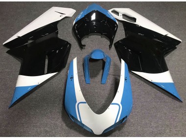 Aftermarket 2007-2012 Gloss Light Blue White and Black Ducati 848 1098 1198 Motorcycle Fairings