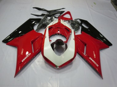 Aftermarket 2007-2012 Red and White Ducati 848 1098 1198 Motorcycle Fairings