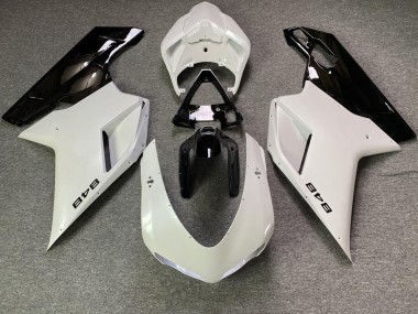 Aftermarket 2007-2012 White Pearl and Black Ducati 848 1098 1198 Motorcycle Fairings