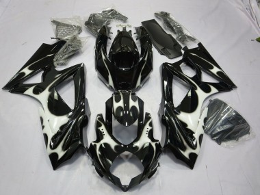 Aftermarket 2008-2010 Black and White Design Suzuki GSXR 600-750 Motorcycle Fairings