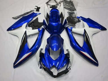 Aftermarket 2008-2010 Blue Black and White Suzuki GSXR 600-750 Motorcycle Fairings