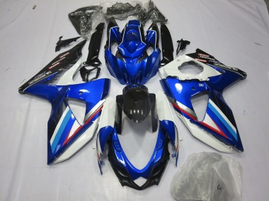 Aftermarket 2008-2010 Blue White and Red Suzuki GSXR 600-750 Motorcycle Fairings