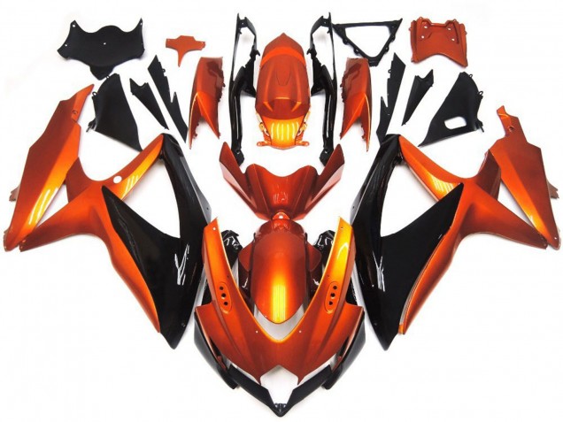 Aftermarket 2008-2010 Bronze Orange and Black Suzuki GSXR 600-750 Motorcycle Fairings