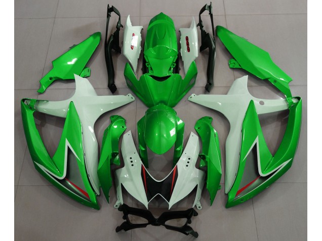 Aftermarket 2008-2010 Gloss Green & White Suzuki GSXR 600-750 Motorcycle Fairings