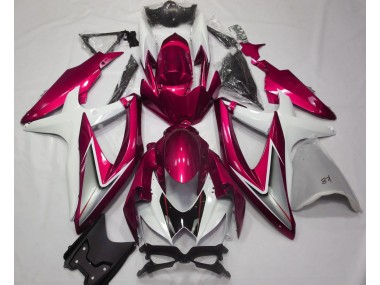 Aftermarket 2008-2010 Gloss Red and White Suzuki GSXR 600-750 Motorcycle Fairings