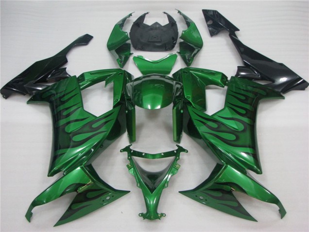 Aftermarket 2008-2010 Green Flame Kawasaki ZX10R Motorcycle Fairings