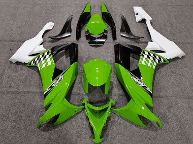 Aftermarket 2008-2010 Green and White Cheq Kawasaki ZX10R Motorcycle Fairings