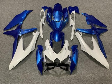 Aftermarket 2008-2010 Pearl Blue and White Suzuki GSXR 600-750 Motorcycle Fairings