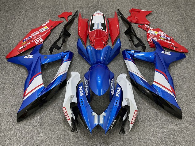 Aftermarket 2008-2010 Red Blue and White Gloss Custom Style Suzuki GSXR 600-750 Motorcycle Fairings