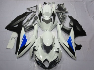 Aftermarket 2008-2010 White and Black Suzuki GSXR 600-750 Motorcycle Fairings