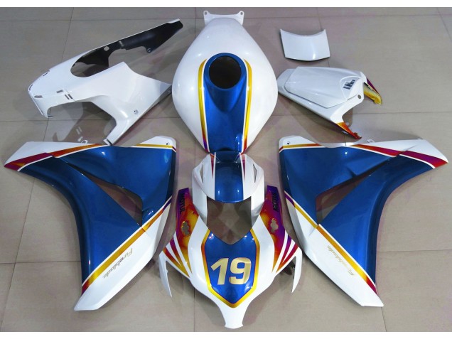 Aftermarket 2008-2011 Gloss Blue and White Honda CBR1000RR Motorcycle Fairings