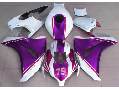 Aftermarket 2008-2011 Gloss Purple and White Honda CBR1000RR Motorcycle Fairings