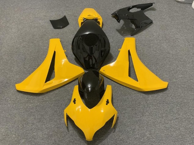 Aftermarket 2008-2011 Pearl Yellow and Black Honda CBR1000RR Motorcycle Fairings